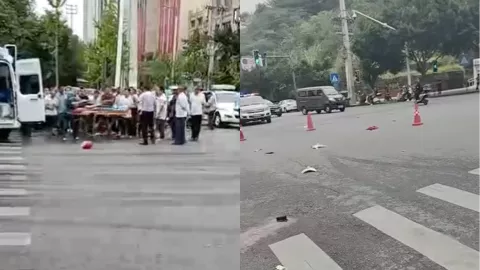 四川自贡十字路口车祸