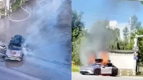 云南大理喜洲古镇蔚来ET8自燃