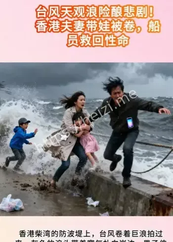 香港台风天观浪危险